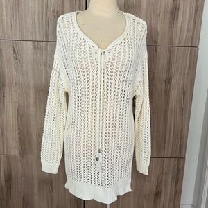 Saks Fifth Avenue Cream Knit Sweater Dress